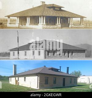 Ce vendredi de fort Riley, nous commençons notre regard sur l'aérodrome historique de l'Armée Marshall. Situé dans une région historiquement connue sous le nom de Smoky Hill Flats, ce que nous savons maintenant comme l'aérodrome, était à l'origine le terrain de polo de la poste. En mai 1907, le journal Junction City Union a rapporté que le département de guerre avait alloué une somme de $3,000 pour la construction d'un bungalow sur le terrain de polo, et que « … ce sera l'un des plus beaux bâtiments de la manière d'une maison de club de campagne ou d'un pavillon de sport dans cette partie de l'état ». Le bungalow de polo, situé à l'heure actuelle 748 Ray Road, a en effet été construit en 1907 et, par tous Banque D'Images