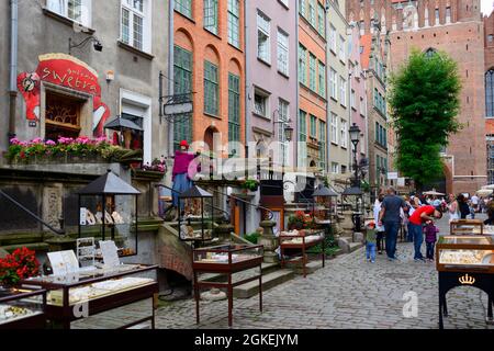 Bijoux et galeries, Frauengasse, Vieille ville, Gdansk, Pomerania, Ulica Mariacka, Gdansk, Pologne Banque D'Images
