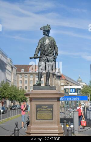 Monument Prince Léopold de Dessau, Mohrenstrasse, Wilhelmplatz, Mitte, Berlin, Prince, Allemagne Banque D'Images