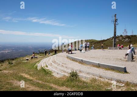 Plate-forme d'observation, Mont Foia, Serra de Monchique, Algarve, Portugal Banque D'Images