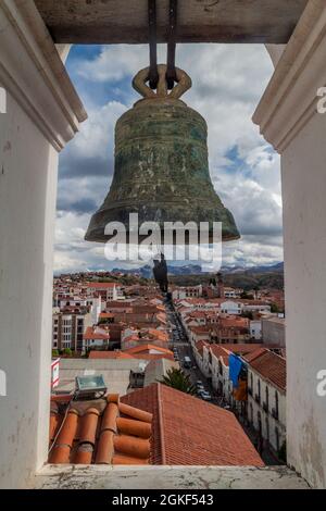 Clocher de l'église Templo Nuestra Senora de la Merced à sucre, capitale de la Bolivie. Banque D'Images