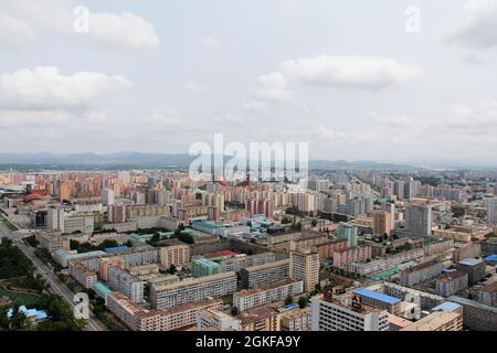 PYONGYANG, CORÉE DU NORD - 26 JUILLET 2015 : vue panoramique sur Pyongyang, Corée du Nord. Pyongyang est la capitale et la plus grande ville de Corée du Nord. Banque D'Images