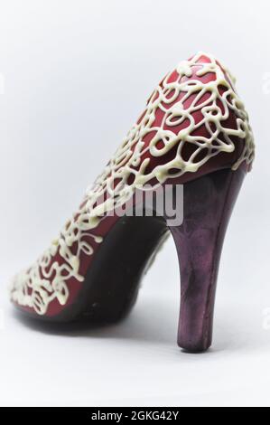 Une chaussure créée et décorée en chocolat du chocolatier James Chocolate, île d'Arran, Écosse Banque D'Images