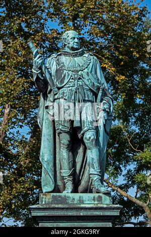 Statue du Prince Frederick Duke of York et Albany (1763-1827) sur l'Esplanade du château d'Édimbourg, Édimbourg, Écosse, Royaume-Uni. Banque D'Images