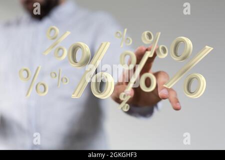 rendu 3d des symboles de pourcentage beige Banque D'Images