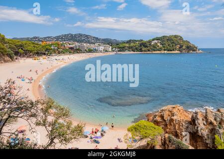 Plage de Fenals à Lorret de Mar, Espagne Banque D'Images