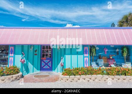 Bâtiment coloré, Sanibel Island, Floride, États-Unis Banque D'Images