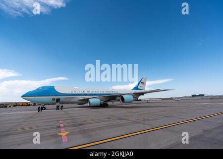 Denver, États-Unis. 14 septembre 2021. Air Force One à l'aéroport international de Denver à Denver, Colorado, États-Unis, le mardi 14 septembre 2021. Crédit : accès photo/Alamy Live News Banque D'Images