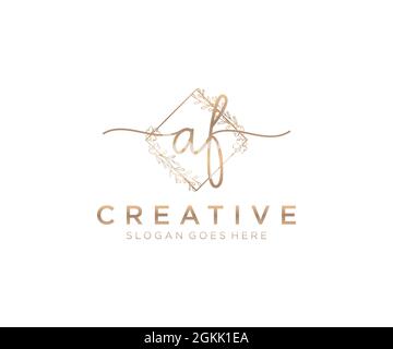 AF logo féminin beauté monogramme et élégant logo design, écriture logo de la signature initiale, mariage, mode, floral et botanique avec la création Illustration de Vecteur