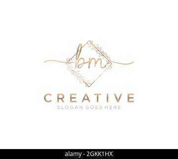 BM logo féminin beauté monogramme et élégant logo design, écriture logo de la signature initiale, mariage, mode, floral et botanique avec la création Illustration de Vecteur