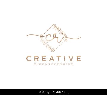 CR logo féminin beauté monogramme et élégant logo design, écriture logo de la signature initiale, mariage, mode, floral et botanique avec la création Illustration de Vecteur