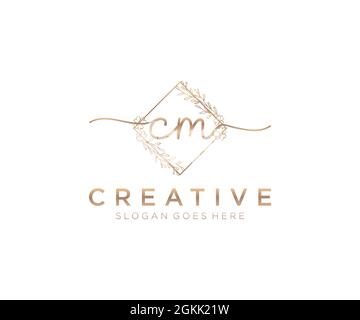 CM logo féminin beauté monogramme et élégant logo design, écriture logo de la signature initiale, mariage, mode, floral et botanique avec la création Illustration de Vecteur