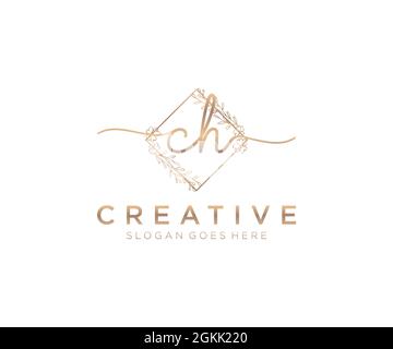 CH logo féminin beauté monogramme et élégant logo design, écriture logo de la signature initiale, mariage, mode, floral et botanique avec la création Illustration de Vecteur