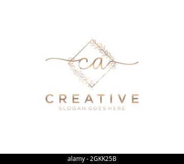 CA logo femme beauté monogramme et élégant logo design, écriture logo de la signature initiale, mariage, mode, floral et botanique avec la création Illustration de Vecteur