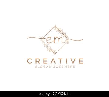 EM logo féminin beauté monogramme et élégant logo design, écriture logo de la signature initiale, mariage, mode, floral et botanique avec la création Illustration de Vecteur