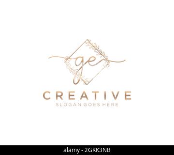 Logo GE féminine beauté monogramme et élégant logo design, écriture du logo de la signature initiale, mariage, mode, floral et botanique avec la création Illustration de Vecteur