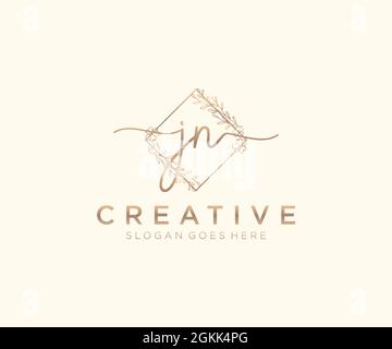 JN logo féminin beauté monogramme et élégant logo design, écriture logo de la signature initiale, mariage, mode, floral et botanique avec la création Illustration de Vecteur
