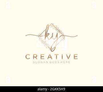 KY logo féminine beauté monogramme et élégant logo design, écriture logo de la signature initiale, mariage, mode, floral et botanique avec la création Illustration de Vecteur