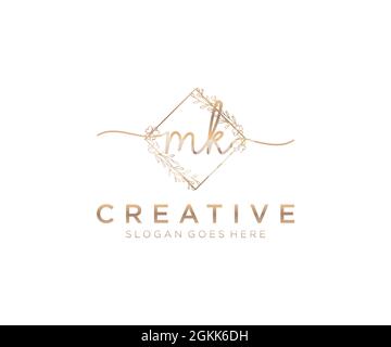 MK logo féminin beauté monogramme et élégant logo design, écriture logo de la signature initiale, mariage, mode, floral et botanique avec la création Illustration de Vecteur