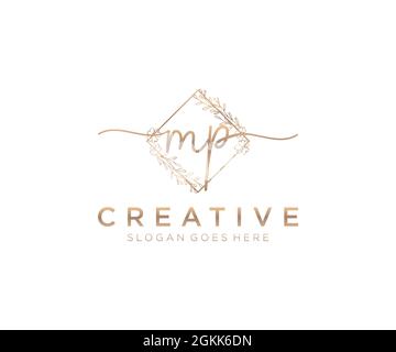 MP logo féminin beauté monogramme et élégant logo design, écriture logo de la signature initiale, mariage, mode, floral et botanique avec la création Illustration de Vecteur