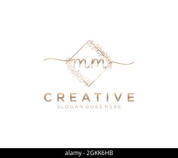 MM logo féminin beauté monogramme et élégant logo design, écriture logo de la signature initiale, mariage, mode, floral et botanique avec la création Illustration de Vecteur