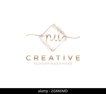 Nu logo féminin beauté monogramme et élégant logo design, écriture logo de la signature initiale, mariage, mode, floral et botanique avec la création Illustration de Vecteur