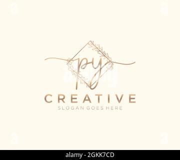 PY logo féminin beauté monogramme et élégant logo design, écriture logo de la signature initiale, mariage, mode, floral et botanique avec la création Illustration de Vecteur