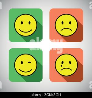 Ensemble d'émotions de base en forme d'icône plate. Illustration de Vecteur