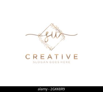 Su logo féminin beauté monogramme et élégant logo design, écriture logo de la signature initiale, mariage, mode, floral et botanique avec la création Illustration de Vecteur