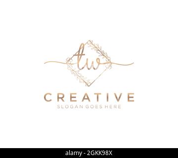 TW logo féminine beauté monogramme et élégant logo design, écriture logo de la signature initiale, mariage, mode, floral et botanique avec la création Illustration de Vecteur