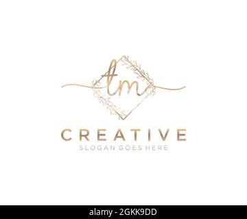 TM logo féminin beauté monogramme et élégant logo design, écriture logo de la signature initiale, mariage, mode, floral et botanique avec créatif Illustration de Vecteur