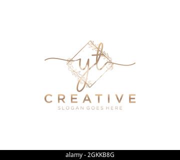 YT logo féminin beauté monogramme et élégant logo design, écriture logo de la signature initiale, mariage, mode, floral et botanique avec la création Illustration de Vecteur