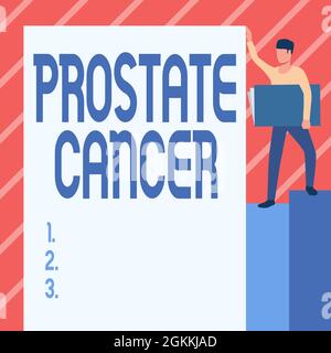 Inspiration montrant le signe cancer de la prostate. Internet concept le cancer se développe dans la glande de l'homme système reproducteur debout transportant grand Banque D'Images