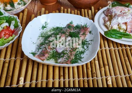 Acciughe al verde - anchois à la sauce verte du Piémont. Banque D'Images