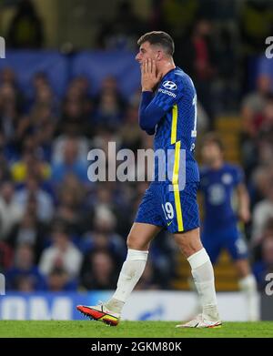 Londres, Royaume-Uni. 14 septembre 2021. Mason Mount de Chelsea lors du match de groupe de l'UEFA Champions League entre Chelsea et Zenit St. Petersburg au Stamford Bridge, Londres, Angleterre, le 14 septembre 2021. Photo d'Andy Rowland. Crédit : Prime Media Images/Alamy Live News Banque D'Images