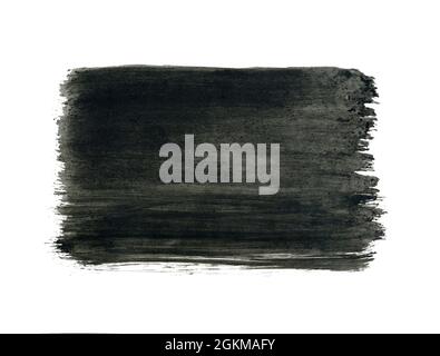 Cadre aquarelle gris, goutte noire isolée sur fond blanc. Banque D'Images