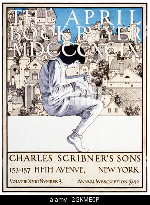 Maxfield Parrish, l'acheteur du livre d'avril MDCCCXCIX, fils de Charles Scribner, affiche, vers 1899 Banque D'Images