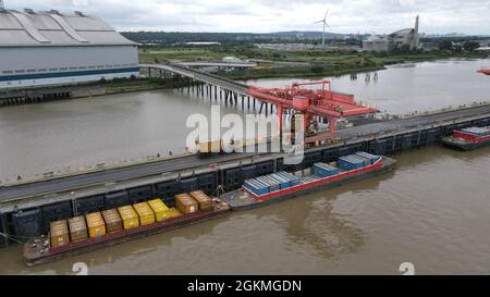 Rivrerside Resource Recovery LTD cory Plant Erith Kent UK prise de vue aérienne du site sur la Tamise 2021 Banque D'Images