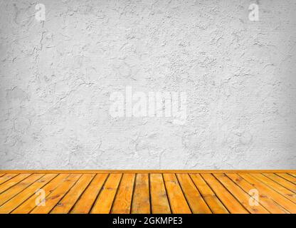 Arrière-plan avec un mur gris sale vide et parquet en dessous avec un grand espace de copie pour votre texte Banque D'Images