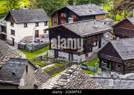 Le Musée Walserhaus à Bosco Gurin, Circolo della Rovana, Suisse Banque D'Images