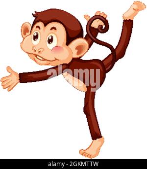Illustration de personnage de dessin animé de yoga de singe Illustration de Vecteur