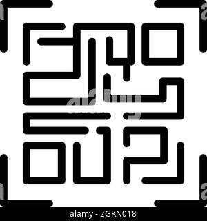 Vecteur de contour de l'icône de code à barres de sécurité. Code QR. Analyse mobile Illustration de Vecteur