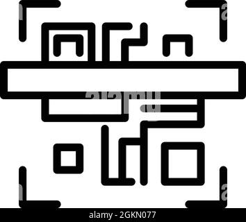 Vecteur de contour de l'icône de code à barres de sécurité. Code de lecture. Paiement QR Illustration de Vecteur
