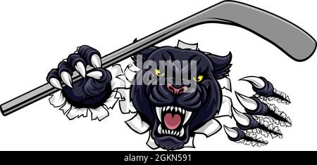 Panther de Hockey Sports Animal Mascot Illustration de Vecteur