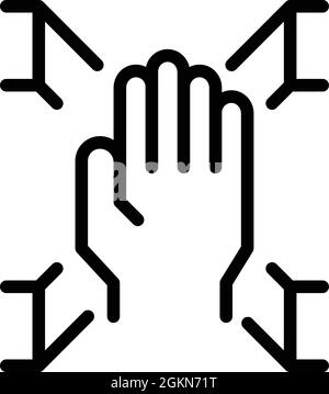 Vecteur de contour de l'icône de numérisation numérique de la paume. Balayage biométrique. Empreinte digitale de la main Illustration de Vecteur