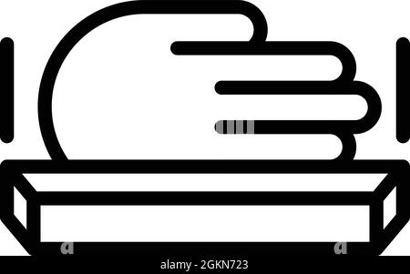 Vecteur de contour de l'icône de reconnaissance d'impression manuelle. Scanner Palm. Balayage biométrique Illustration de Vecteur