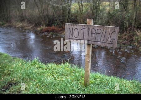 Pas de panneau de signalisation dans la campagne, Northumberland, Royaume-Uni, Banque D'Images
