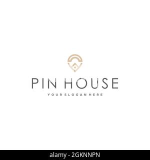 Maison de PIN minimaliste maison immobilier logo design Illustration de Vecteur