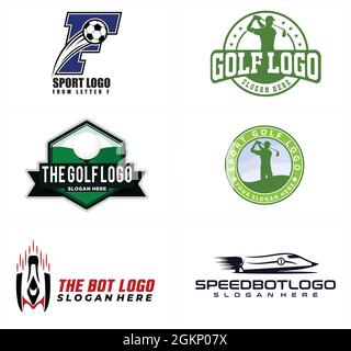 Design du logo sport du bateau de vitesse de golf Illustration de Vecteur