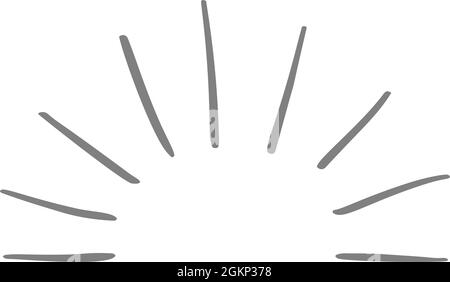 Motif Doodle vectoriel dessiné à la main élément de conception rayons de soleil noirs. Élément de style scandinave pour le texte de votre histoire Illustration de Vecteur